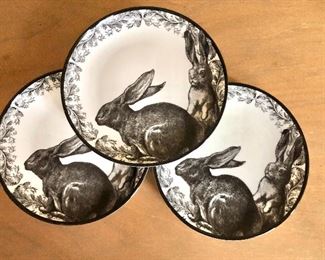 $18 Set of 3 rabbit dishes  Each 6.5" diam. 