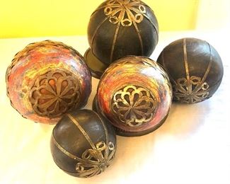 $40  ALL Set of 5 decorative balls ranging from 6" to 4.25" diam. 