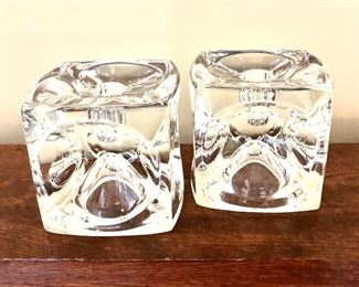 $30 Pair of glass cube candleholders. Each 3.5" x 3.5" x 3.5".