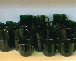 $4 each - Set of 15 green cups or mugs  Each 2.75" H, 3" diam.  (40  have sold )