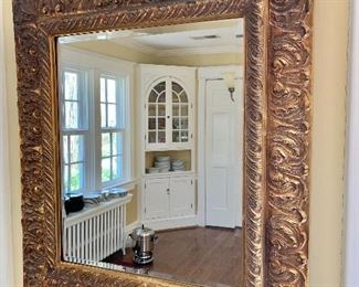 $275 - Ornate, gilded beveled mirror.  33.5" H x 29.5" W. 