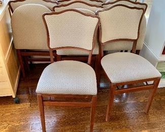 $50 each - Set of 6 Stakmore French Provincial upholstered folding chairs - 32" H, 16" W, 16.25" D, seat height 17.5". 