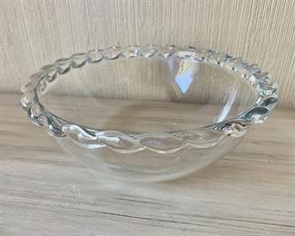 $24 - Glass bowl with braided edge.  3.5" H, 9.5" diam. 