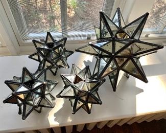 Star shaped candle holders - $10 each for smalls and $20 for large.  3 smalls each 5.5" H, 6.5" diam; large 9.5" H, 11" diam. 