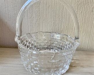 $20 - Glass basket.  7" H, 6" diam.