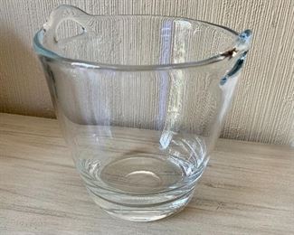 $24 - Glass ice bucket with handles. 6.75" H, 6" diam.