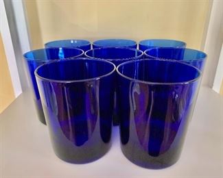 $6 Ea 8 cobalt blue glasses.  3.5" H, 3" diam. 