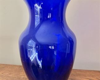 $24 - Cobalt blue vase #2.  8" H, 5" diam. 