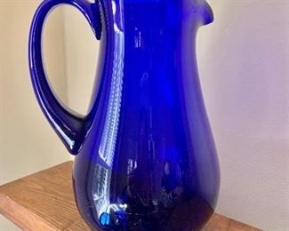 $40 - Cobalt blue pitcher #2.  9.5" H, 5" diam. 