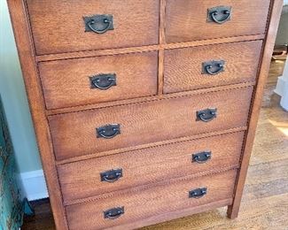 $450 - Antiquities by Stickley chest of drawers - 48.5" H, 38" W, 19" D.