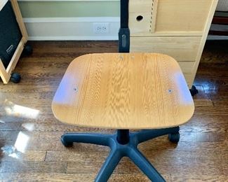 $95 Desk chair with adjustable height seat.  33.5" H, 17" W, 16.5" D, seat height 19".   1 of 2. 