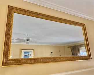 $350 - Large, guilted, beveled mirror 30" H x 60" W. 