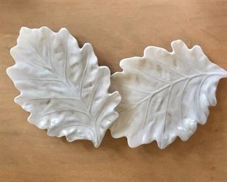 $20 Pair leaf plates Italy.  Each 10.5" L, 8" W. 