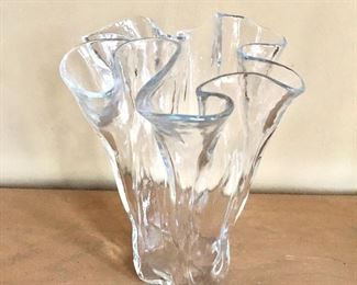 $25 Handkerchief glass vase.  8" H, 6.5" diam. 
