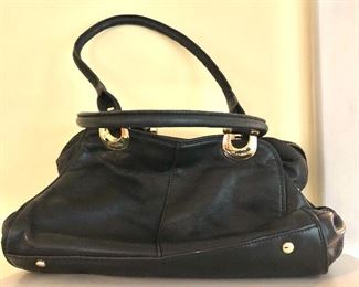 $75 Makowsky black purse.  9" H, 14" W, 5" D, 11" handle drop.