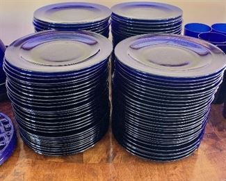 $4 Ea  19  cobalt blue glass plates. Each 8.25" diam.