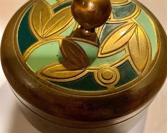 $30 - Vintage Chase art deco trinket box with glass insert - 3.5"H x 4.5"D