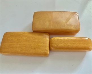 $45 - Three vintage travel bar soap holder or case - Early Plastic Large one 5"L by 1" high, smaller 4"L by 1 and 1/4" H 