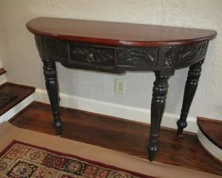 Carved Demi-Lune Console Table