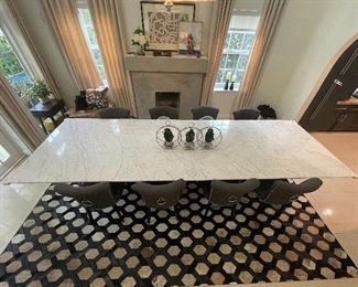 Custom made marble table. The table has two cracks, one on each end. Cracks are shown in the following two pictures.