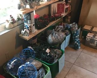 Tons of Christmas items, including lights, ornaments, garland, decorations