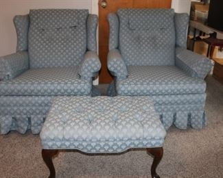 2 UPHOLSTERED ARMCHAIRS (1 IS A ROCKER)