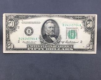 1950B United States Grant $50 Green Seal Bill Currency Note