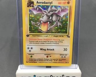 1999 Pokemon Fossil 1st Edition 1 AERODACTYL Holofoil Rare Trading Card