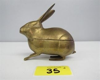 Brass rabbit trinket box