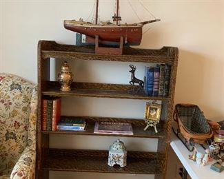 #5	Tiger Oak Bookcase w/5 shelves   36x10x55T	 $75.00 
