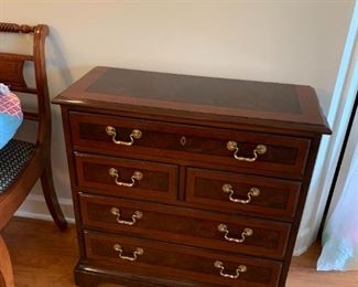 #11	Drexel SideBurled  w/5 Drawers  w/inlaid Top  29x12x29	 $175.00 
