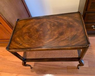 #16	Burled Wood w/cane Shelf End Table 33Wx13Dx22T	 $75.00 
