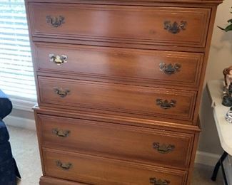 #31	Knotty Cherry Tall Chest of 5 drawers  35Wx19Dx48T	 $150.00 

