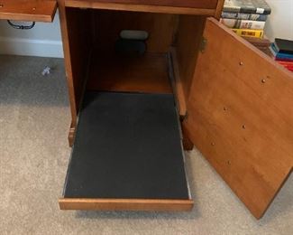 #46	Hooker Desk w/front slide-out Tray Side door (pull-out bottom) w/multi-media inputs on Left Side Door  58Wx26Dx30T	 $275.00 
