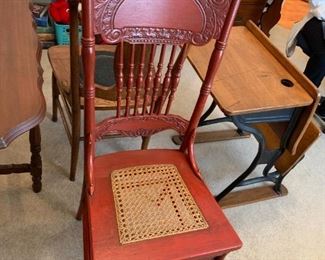 #63	Red-painted Cane Seat Chair	 $35.00 
