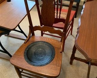 #64	Antique Wood Chair w/leather Seat - oak	 $35.00 
