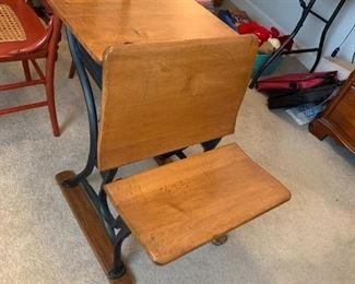 #65	Wood/Iron School Desk (can be used as a night table)  20.5x28x27	 $50.00 
