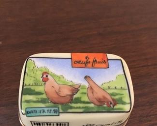 #120	Limoges Egg Carton w/eggs Trinket Box 	 $75.00 
