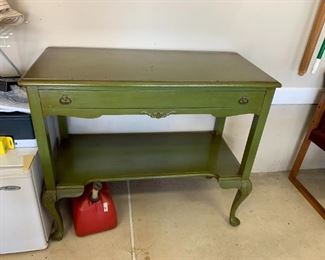 #131	Green-Painted Sideboard w/1 drawer   40wx18dx34T	 $75.00 
