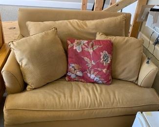 #133	Tan Hide-a-bed Twin  Loveseat 49"W	 $100.00 
