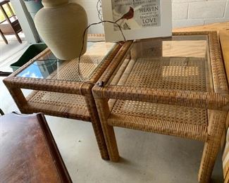 #138	(2) Wicker End Tables w/glass Top  21wx26Dx21T   $30 each	 $60.00 
