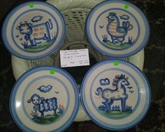 #163         Vintage M A Hadley Pottery - Country Collection dinner plates. Set of 4         $88