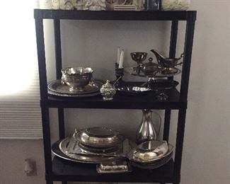 Silver serving pieces.