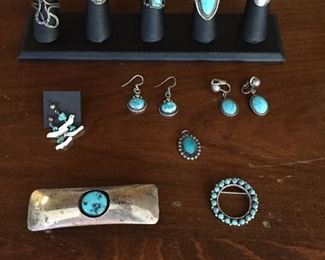 Beautiful turquoise & silver jewelry.
