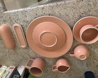 Fun solid peach colored dinnerware set