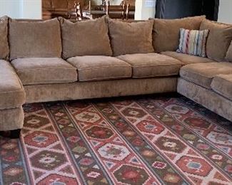 Large Sectional Sofa, 2 End Tables, Area Rug