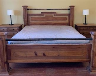 King Bedroom Suite: Bed Frame, Dresser w Mirror, 2 Nightstands, Armoire/Entertainment Unit, Table Lamps