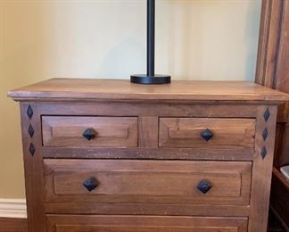 King Bedroom Suite: Bed Frame, Dresser w Mirror, 2 Nightstands, Armoire/Entertainment Unit, Table Lamps