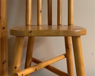 Vintage Knotty Pine Child's Bedroom Set: Dresser, Nightstand, Desk, Desk Chair, Reading Chair, Bed Frame