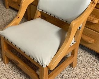 Vintage Knotty Pine Child's Bedroom Set: Dresser, Nightstand, Desk, Desk Chair, Reading Chair, Bed Frame